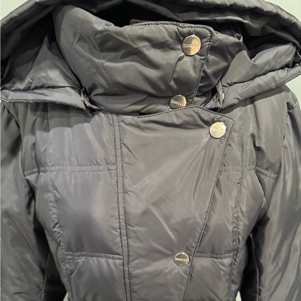 DKNY Women's Slate Charcoal Knee length Puffer Coat